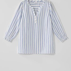 J. Jill White Blouse with Blue Vertical Stripes